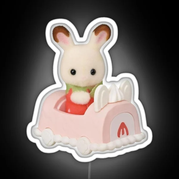 Bunny Sylvanian Families Car Pastel RGB Neon Sign