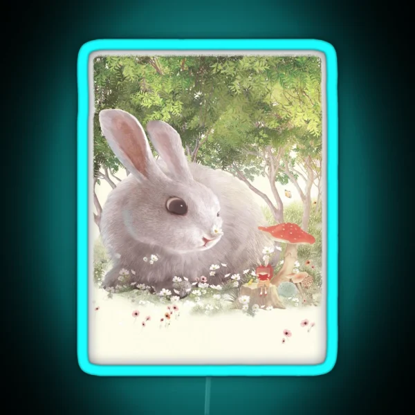Bunny With Flowers RGB Neon Sign