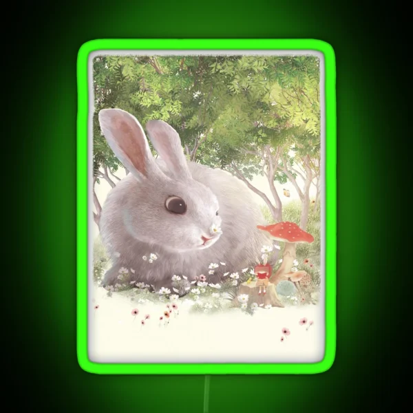Bunny With Flowers RGB Neon Sign