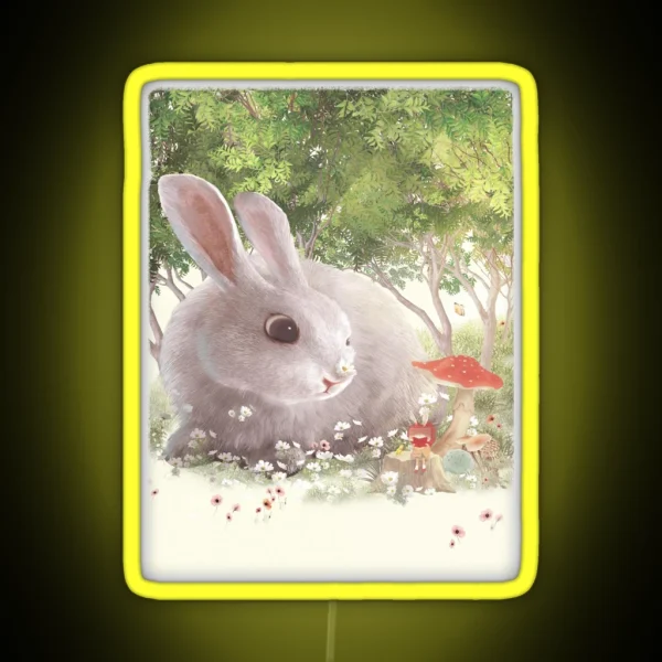 Bunny With Flowers RGB Neon Sign