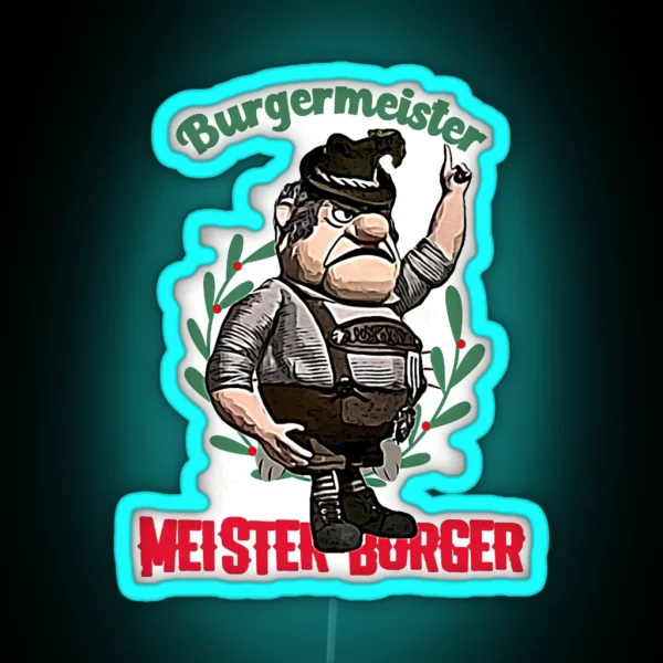 Burgermeister Meister Burger German Lederhosen RGB Neon Sign