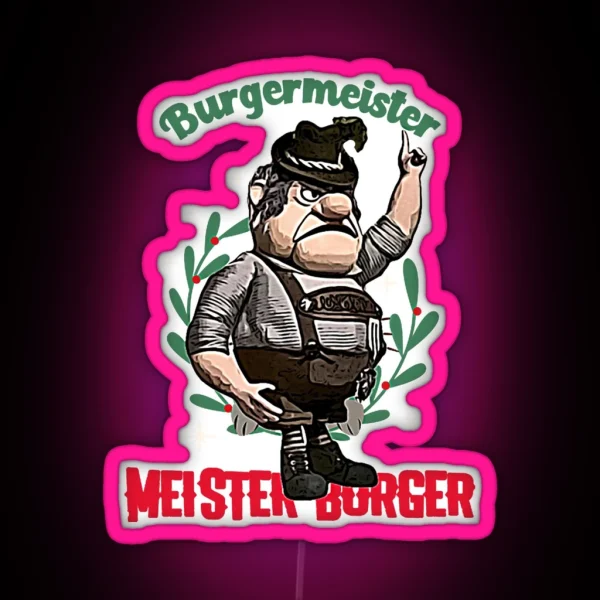 Burgermeister Meister Burger German Lederhosen RGB Neon Sign