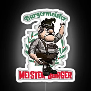 Burgermeister Meister Burger German Lederhosen RGB Neon Sign