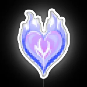 Burning Blue Pink Pastel Heart Pixelated RGB Neon Sign