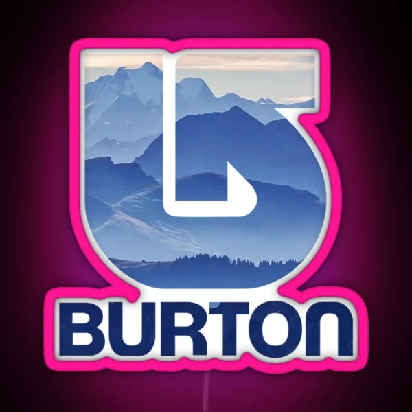 Burton Snowboards Purple Mountain RGB Neon Sign