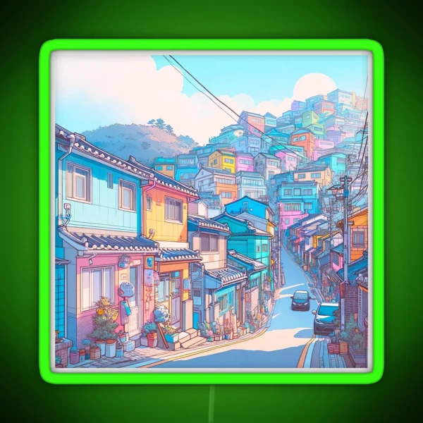 Busan Gamcheon Cultural Village Korea RGB Neon Sign