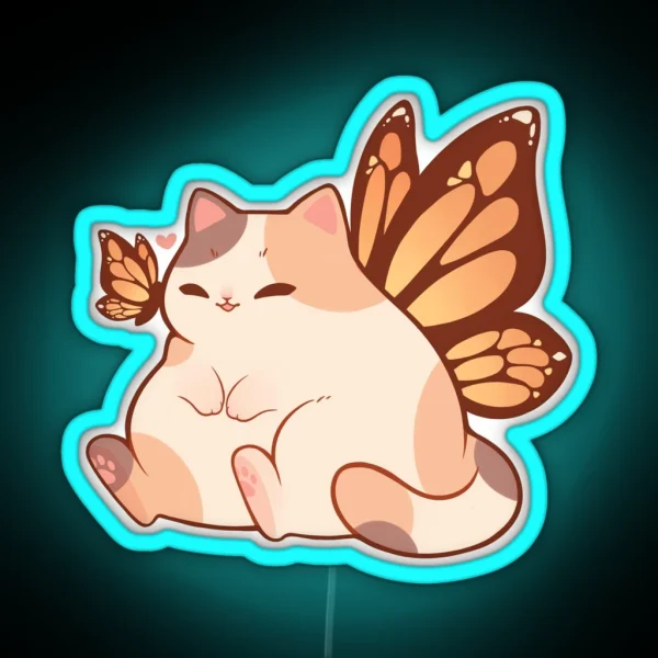 Butterfly Calico Kitty RGB Neon Sign