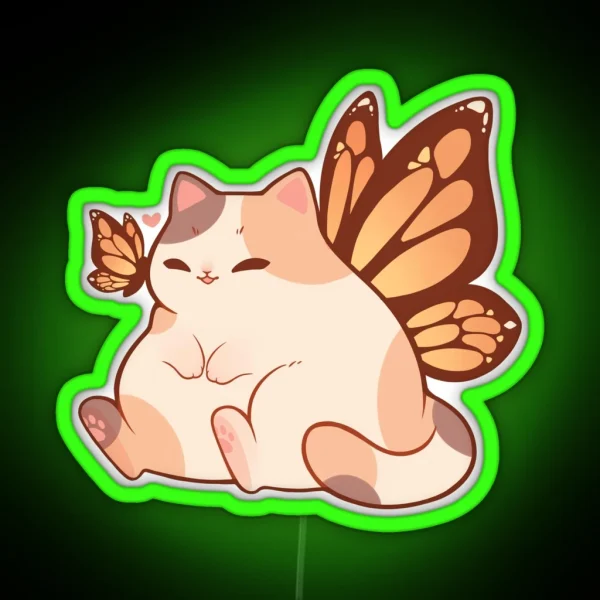 Butterfly Calico Kitty RGB Neon Sign
