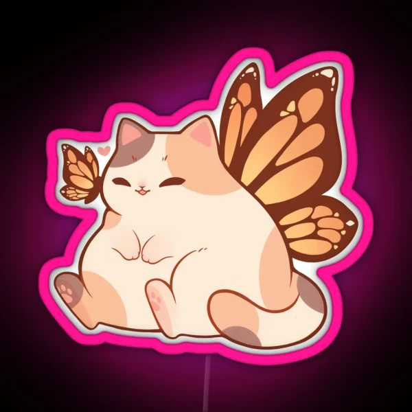 Butterfly Calico Kitty RGB Neon Sign