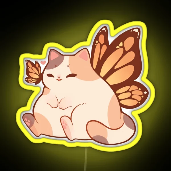 Butterfly Calico Kitty RGB Neon Sign