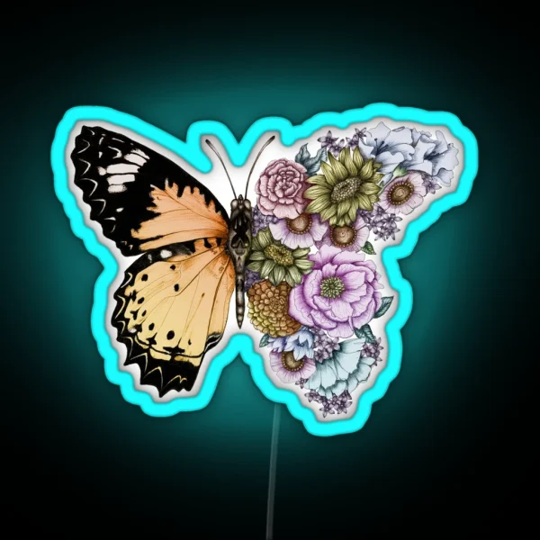 Butterfly In Bloom II RGB Neon Sign