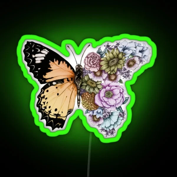 Butterfly In Bloom II RGB Neon Sign