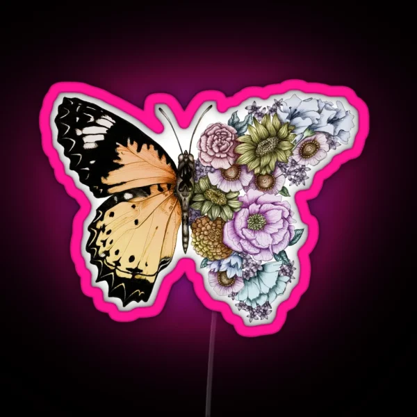 Butterfly In Bloom II RGB Neon Sign