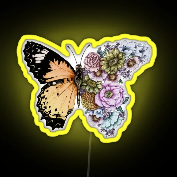 Butterfly In Bloom II RGB Neon Sign