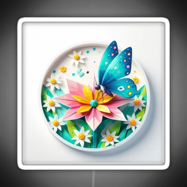 Butterfly Netting On A Flower RGB Neon Sign
