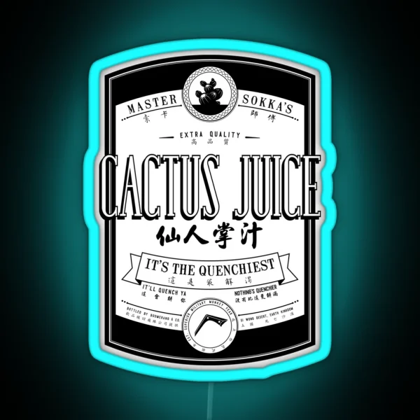 Cactus Juice Label Black RGB Neon Sign