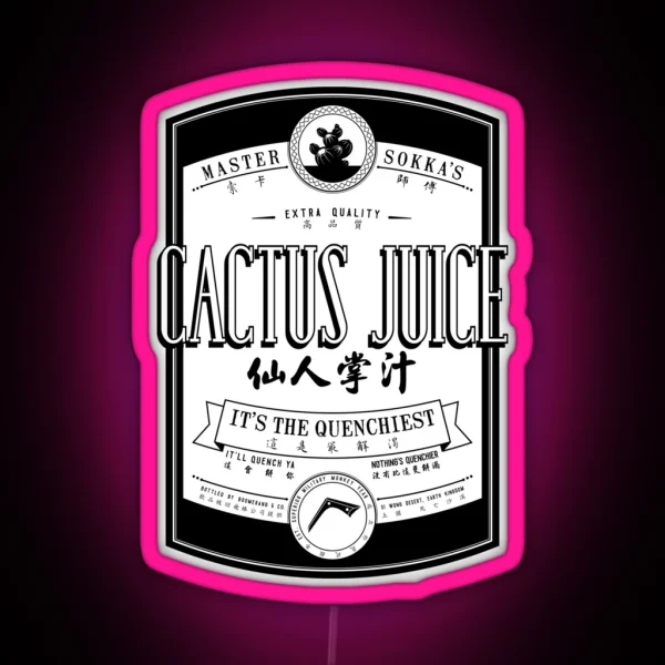 Cactus Juice Label Black RGB Neon Sign