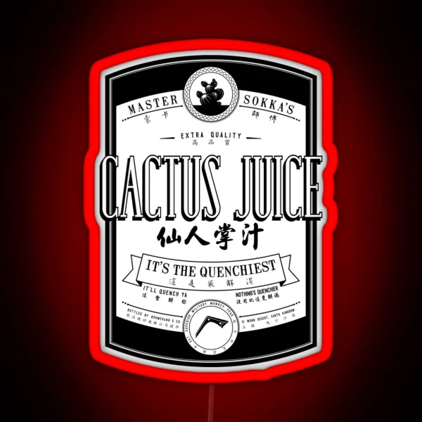 Cactus Juice Label Black RGB Neon Sign