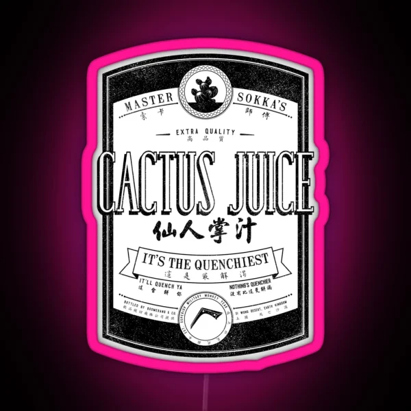 Cactus Juice Label Distressed Black RGB Neon Sign