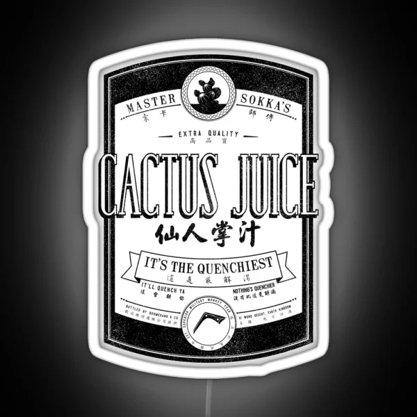 Cactus Juice Label Distressed Black RGB Neon Sign