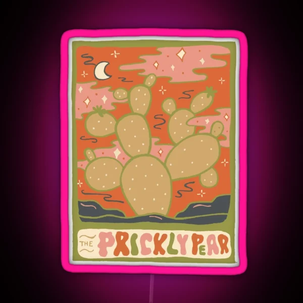 Cactus Tarot Cards Prickly Pear RGB Neon Sign