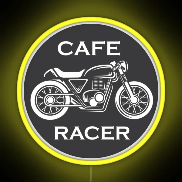 Cafe Racer Icon With Motorcycle RGB Neon Sign