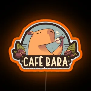 Cafebara Cute Coffee Capybara RGB Neon Sign