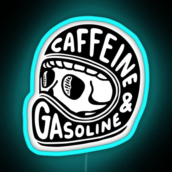 Caffeine And Gasoline Helmet RGB Neon Sign