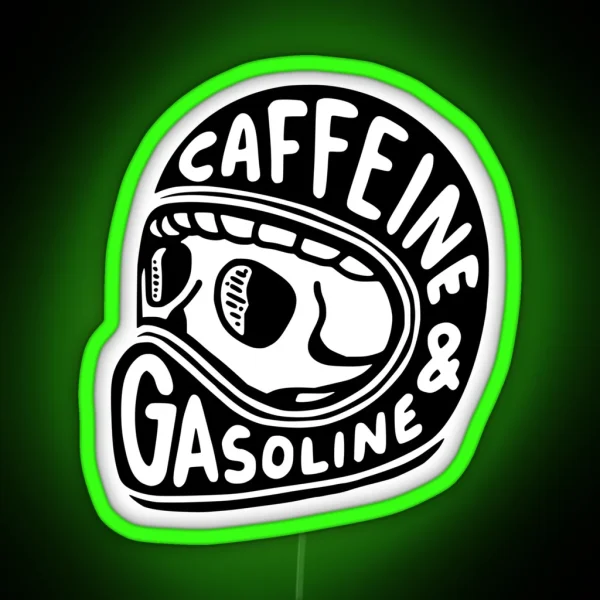 Caffeine And Gasoline Helmet RGB Neon Sign