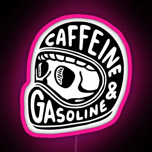 Caffeine And Gasoline Helmet RGB Neon Sign