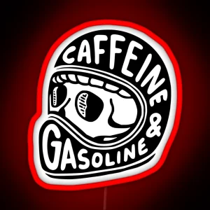 Caffeine And Gasoline Helmet RGB Neon Sign