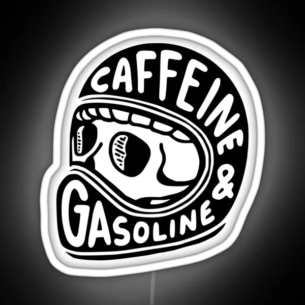 Caffeine And Gasoline Helmet RGB Neon Sign