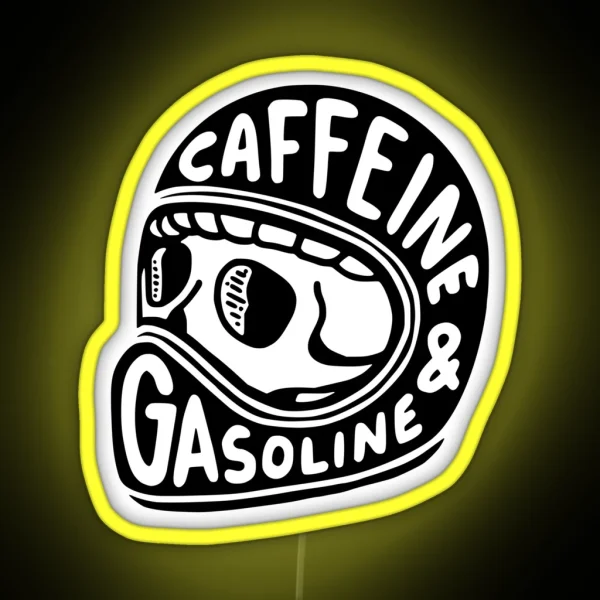 Caffeine And Gasoline Helmet RGB Neon Sign