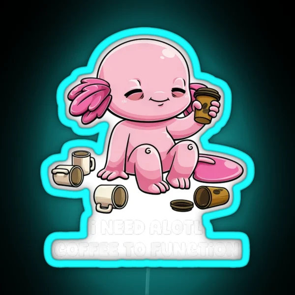 Caffeine Crawl Axolotl S Morning Ritual RGB Neon Sign