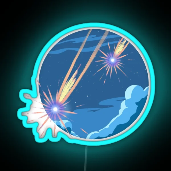 Calcifer Shooting Stars Falling RGB Neon Sign