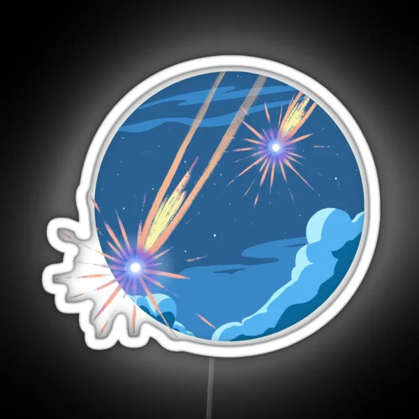Calcifer Shooting Stars Falling RGB Neon Sign