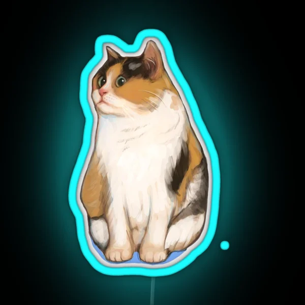 Calico Cat With Bright Eyes RGB Neon Sign