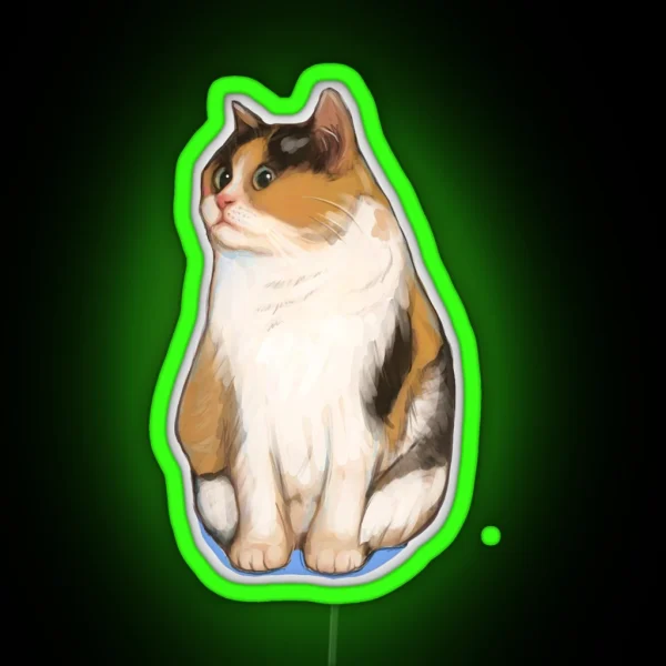 Calico Cat With Bright Eyes RGB Neon Sign