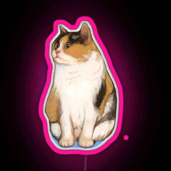 Calico Cat With Bright Eyes RGB Neon Sign