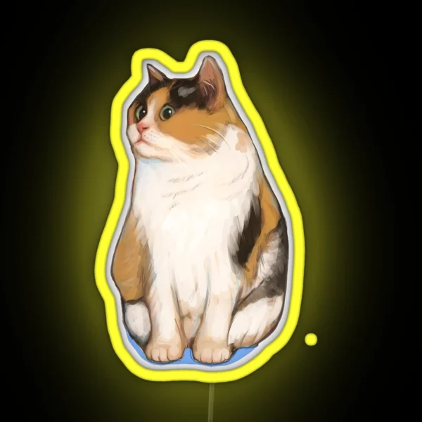 Calico Cat With Bright Eyes RGB Neon Sign