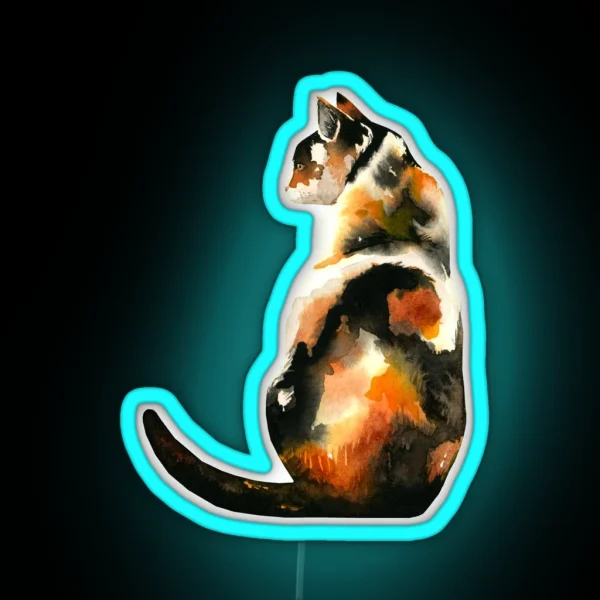 Calico In The Grass RGB Neon Sign