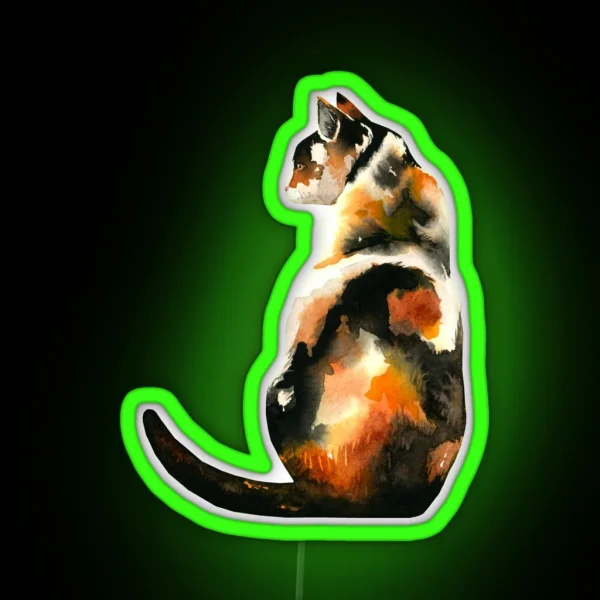 Calico In The Grass RGB Neon Sign