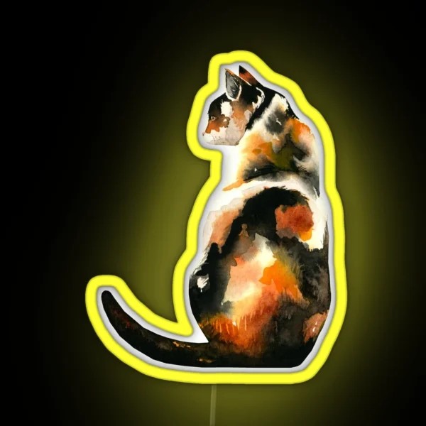 Calico In The Grass RGB Neon Sign