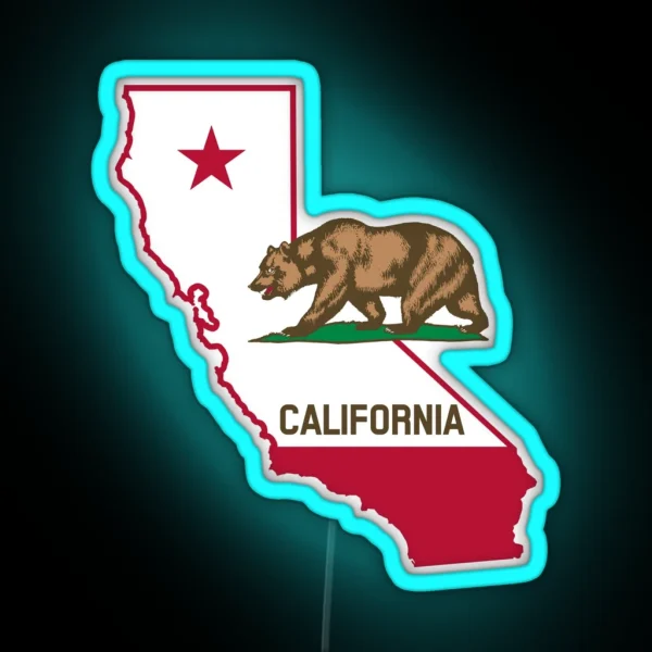 California State Flag Map RGB Neon Sign