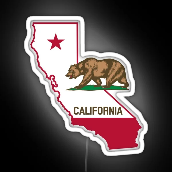 California State Flag Map RGB Neon Sign