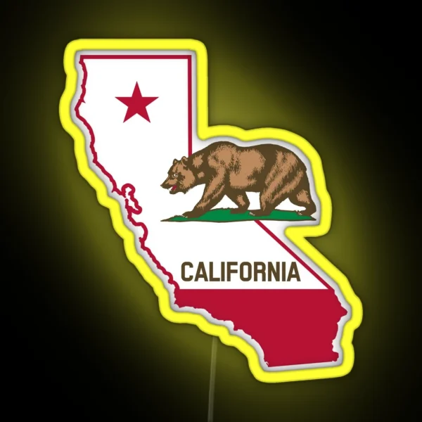 California State Flag Map RGB Neon Sign