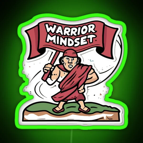 Calisthenics Warrior Mindset Illustrated Comic Book Style Design RGB Neon Sign