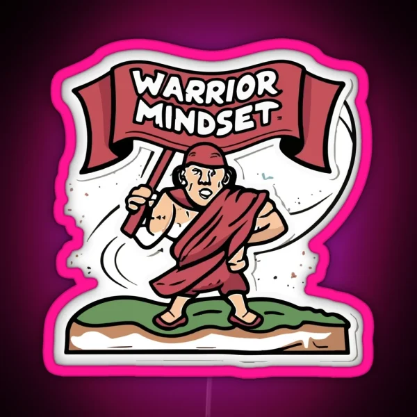 Calisthenics Warrior Mindset Illustrated Comic Book Style Design RGB Neon Sign