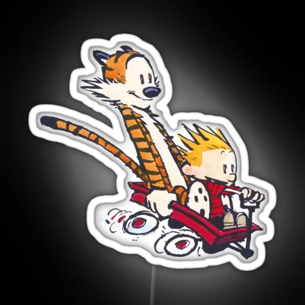 Calvin And Hobbes Wagon RGB Neon Sign