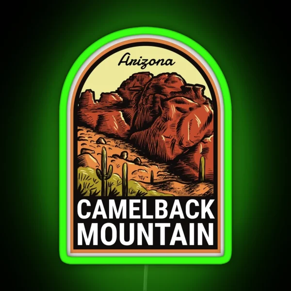 Camelback Mountain Arizona Vintage RGB Neon Sign